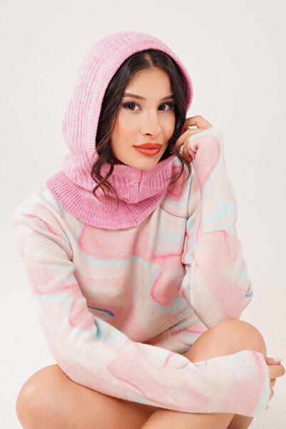 Hipo Trend Tricotaj roz Balaklava Model Beanie