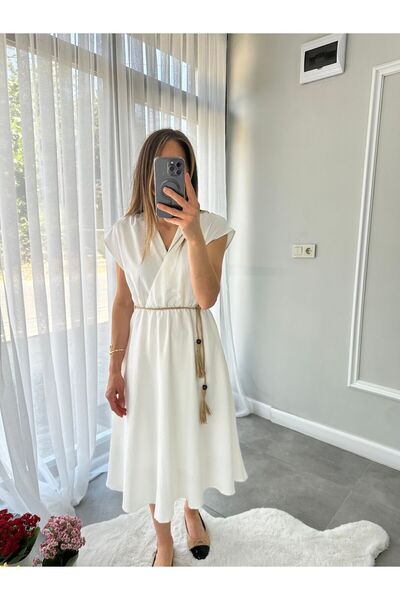 Butik Hasır Kemerli Elbise