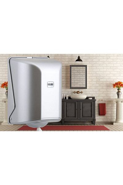 Vialli Og2m Maxi Feedpoint Internal Pull Paper Towel Dispenser Apparatus Metallic