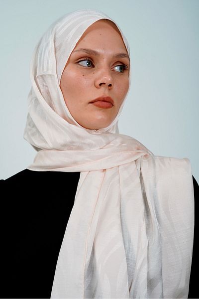 PİRAMİT Aura Zebra Beige-Powder Jacquard Shawl