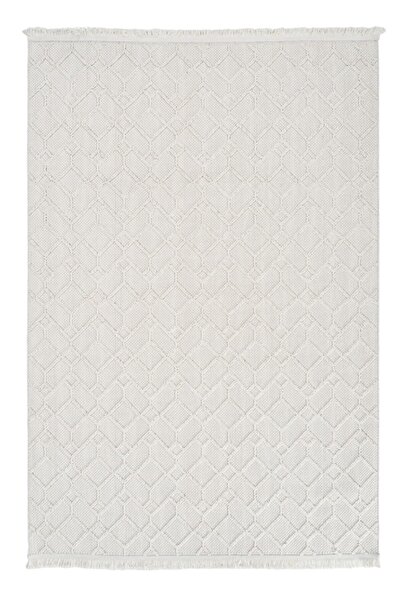 Dolce Vita Halı Bohem 383 Lime Krem Saçaklı Kabartmalı Modern Salon Oturma Od...