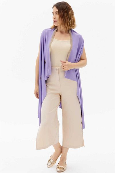 Two Mail Embroidered Casual Knitwear Lilac