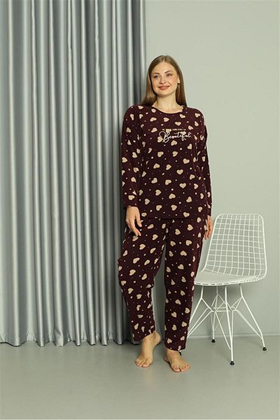 Akbeniz Σετ γυναικεία πιτζάμες Welsoft Fleece Plus Size - 808041