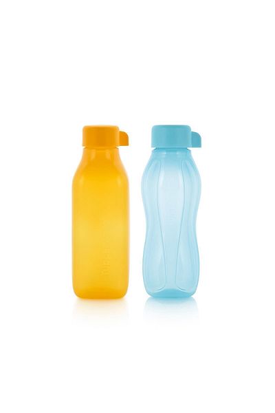 Tupperware Eco Bottle 310ml Blue and Square 500ml Orange Water Bottle Water Bottle Eco Friendly Set of 2