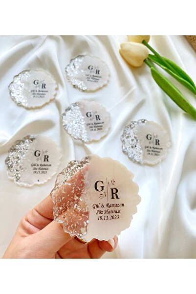 Gami Handmade Epoksi Magnet Gümüş Söz Nişan Nikah Düğün Kına Hediyelik Organi...