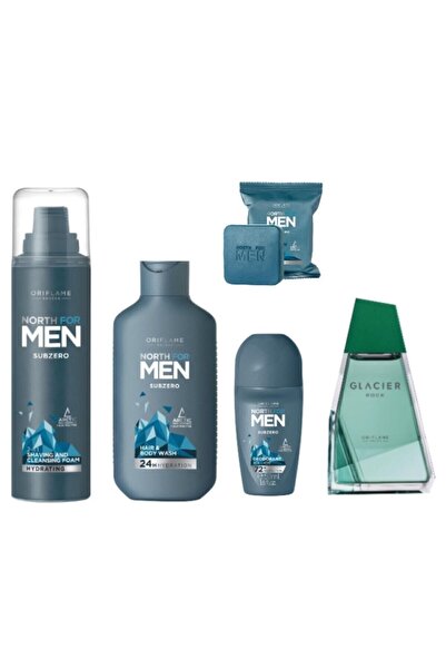 Oriflame Glacier Rock Edt + North For Men Subzero Tıraş Köpüğü + Saç Ve Vücut Şampuanı + Roll-on + Sabun