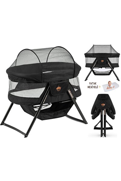 QESSO Baby Alüminyum Katlanır Bebek Beşiği Reflü özellikli yatak hediyeli