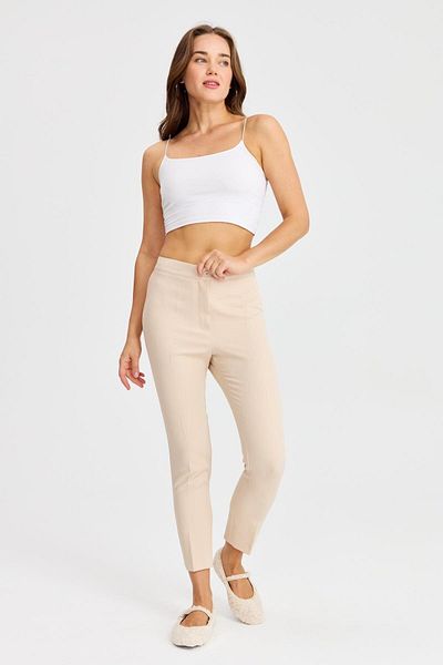 Two Mail Elastic Waist Trousers STONE