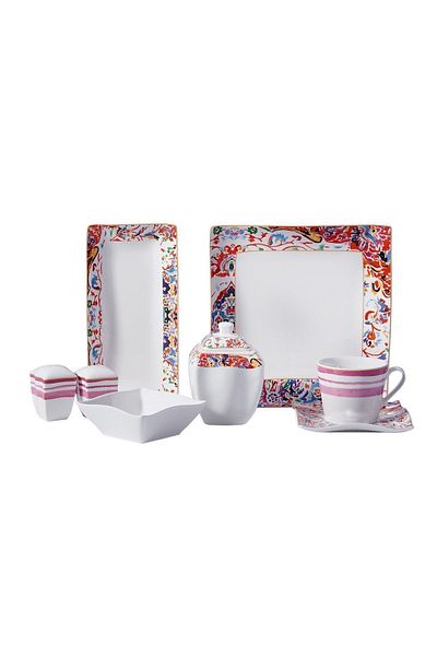 KORKMAZ 28 Piece Link Collection Square Breakfast Set - A8568
