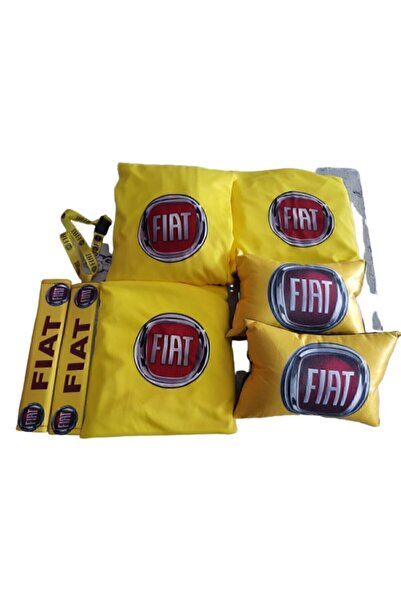 Fiat Sarı Penye Servis Kılıfı Kemer Konforu Oto Boyun Yastığı Ve Ayna Ipi Hed...
