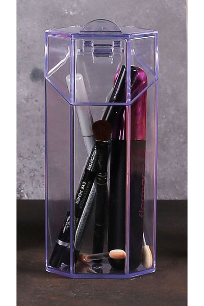 Box Up Small Makeup Brush and Cosmetic Organizer Hygienic Makeup Organizer with Clear Lid