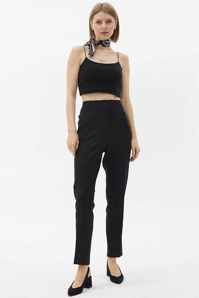 Two Mail Elastic Waist Trousers BLACK