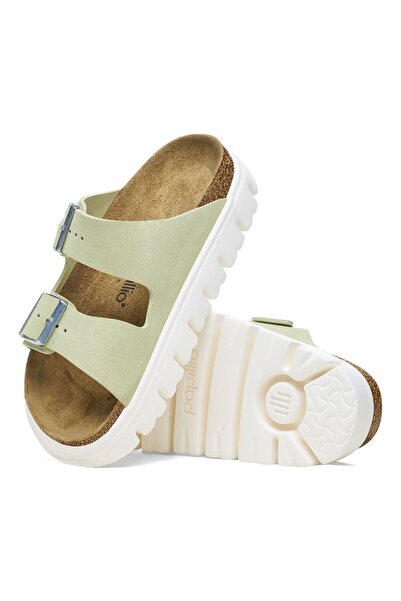 Birkenstock Arizona Chunky VL Suede Açık Yeşil Yüksek Taban Mantar Kadın Terlik