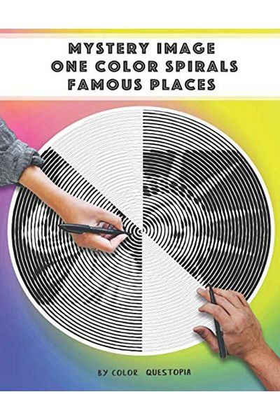Ingram Mystery Image One Color Spirals Famous Places One Color Adult Coloring Book For Relaxation And Stre