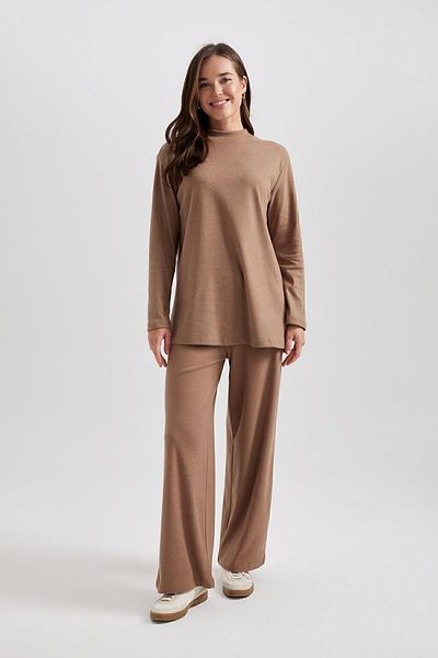DeFacto Long Sleeve Half Turtleneck Softshell T-Shirt Tunic - Soft Feather A5622Ax23Wn