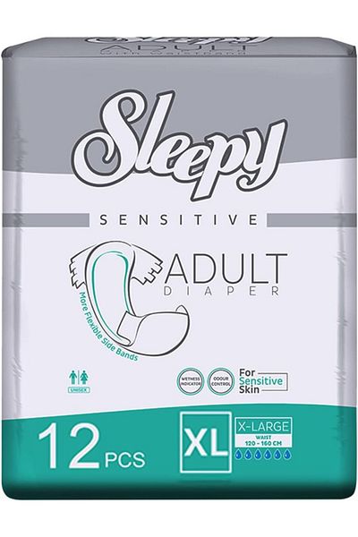 Sleepy Hypoallergenic X-Large Adult Diapers|12 pcs|Unisex|Odour Control|120-160cm|Adjustable