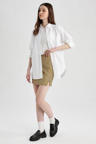 DeFacto Basic Slit Woven Basic Straight Mini Skirt A2286Ax22Au