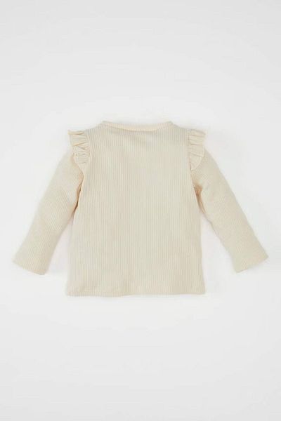 DeFacto Tricou cu nervuri cu imprimeu floral pentru fetițe - mânecă lungă, gât crew D0745a524au