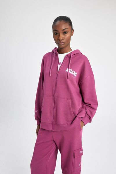 DeFacto Fit Nba Miami Heat Oversize Geniş Kalıp Kapüşonlu Fermuarlı Sweatshirt B3947ax24sp