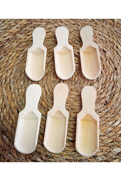 mother kitchen 6 Pieces Bamboo Wooden Spice Spoons - Scale Shovel