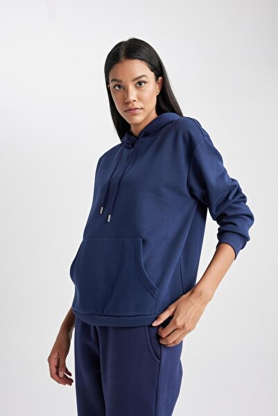 DeFacto Vastag Basic pulóver - Relax Fit kapucnis W1240az23wn