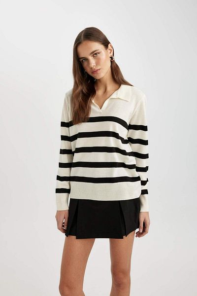 DeFacto Basic-Pullover mit normaler Passform und Polokragen A1249ax23wn