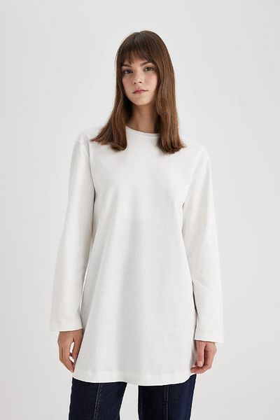 DeFacto Regular Fit Rundhalsausschnitt Basic Langarm T-Shirt Tunika B2586ax24sp