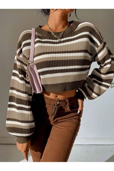 Dier Moda Γυναικείο πουλόβερ Thessaloniki Knit Crop ριγέ