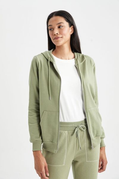 DeFacto Hooded Regular Fit Basic Sweatshirt - Zippered V2711az23au