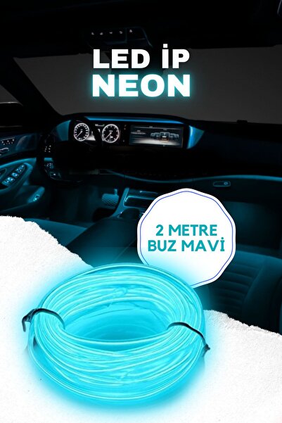 ASTRA LED Araç Içi Buz Mavi Neon Ledi Ip Led Torpido Ledi 2 Metre Neon Led