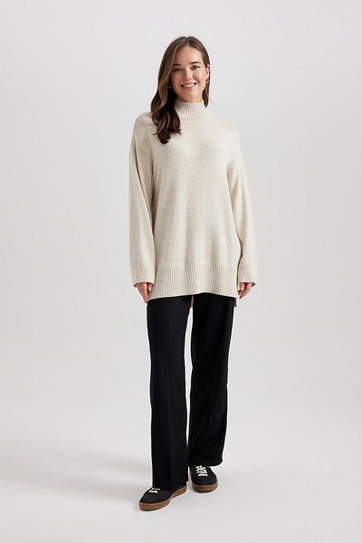 DeFacto Stand Collar Regular Fit Basic Tunic Sweater - B0088Ax23Wn