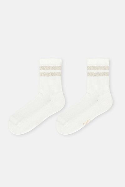 Dagi Ecru Women's Glitter Patterned Sports Socks