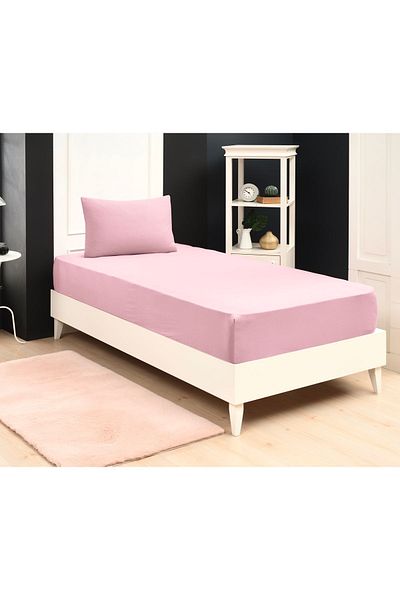 Altın Yaprak Single Elastic 100% Cotton Combed Sheet + 1 Pillow Case (50x70 cm)