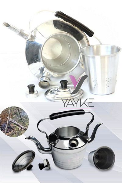 Yayke إبريق شاي ألومنيوم مزدوج الجوانب سعة 3 لتر للصيادين والتخييم والنزهات (رقم 22)