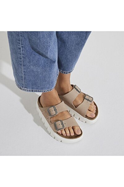 Birkenstock Arizona Chunky VL Suede Kum Bej Yüksek Taban Mantar Kadın Terlik