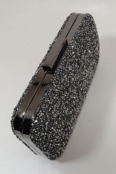 PARKTAN Yakamoz Hematit Kadın Taşlı Abiye Clutch Portföy Çanta