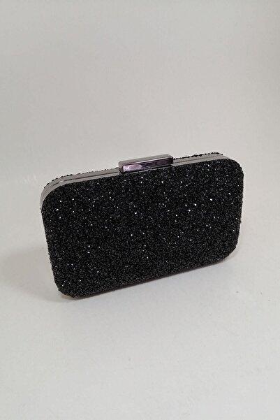 PARKTAN Yakamoz Siyah Kadın Taşlı Abiye Clutch Portföy Çanta