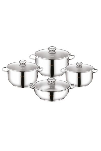 SILA Boğaziçi Sade Çelik Tencere Seti 8 Parça