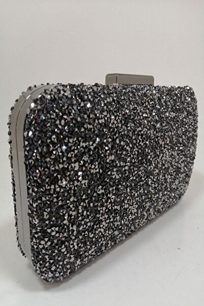 PARKTAN Yakamoz Hematit Kadın Taşlı Abiye Clutch Portföy Çanta
