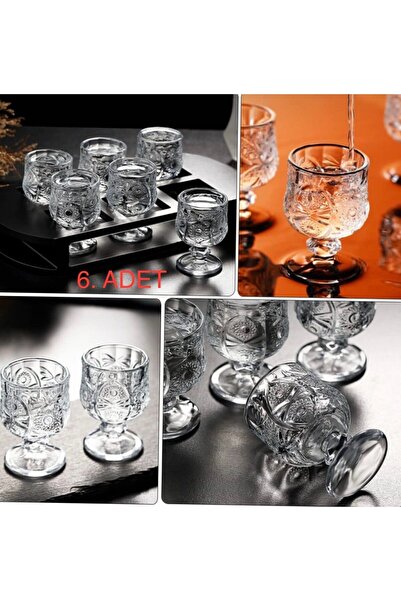 DİBA AVM 6 Coffee Side Water Glasses - Crystal Cut Glass Glasses