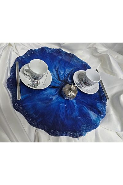 Home Blue Epoxy Stone Stove Tray - Modern Home Decoration # Service Tray