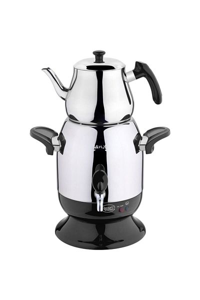 Özkent K-623 Marmaris Plain Electric Samovar Steel Tea Maker Black Tea Maker
