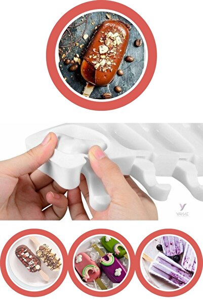 Yayke Magnum, Ice Cream, Yogurt, Fruit Ice Mold 4 Pieces and 50 Sticks