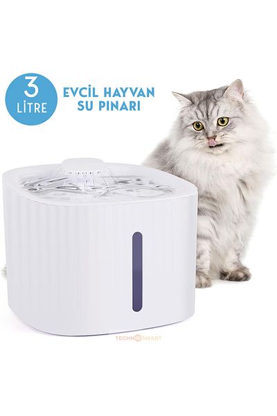 TechnoSmart Cat Dog Water Fountain Water Spring Container 3 Lt. with Level Indicator and 2 Different Water Flow