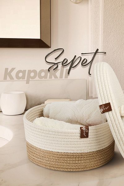 JASPER Jute Rope Wicker - Special Design Organizer Basket Organizer with Multi-Purpose Cover