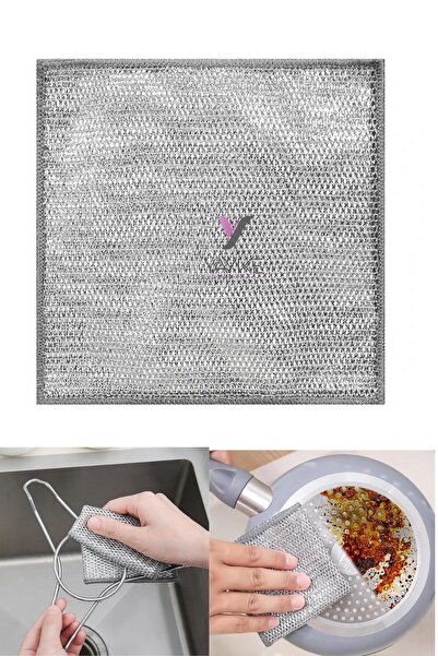 Yayke Çift Katlı Çok Amaçlı Tel Bez Mikrofiber Inox Bez Telli Bulaşık Bezi ( ...