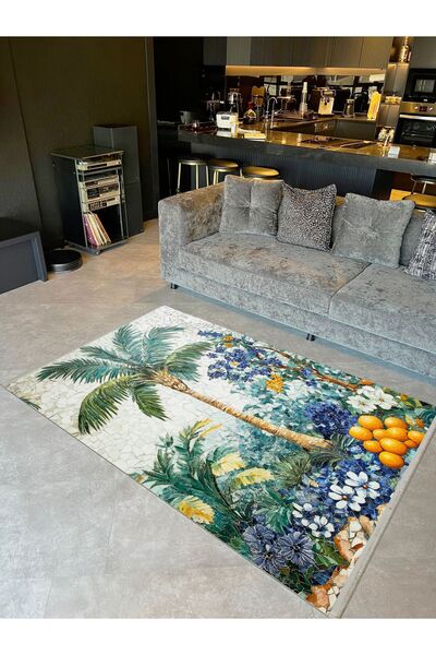 Rugs Modern Halı مجموعة باريس سجادة ديكور حديثة ذات مظهر فسيفساء منقوش استوائ...