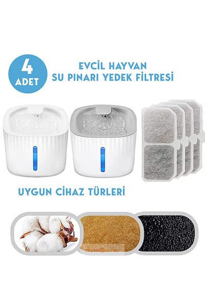 TechnoSmart 4pcs Cat Dog Water Fountain Water Spring Filter