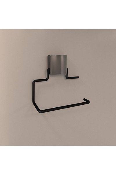 decorev Screwless Adhesive Coverless Practical WC Paper Holder Black Dkrdc5056