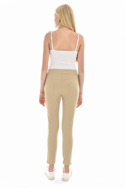 Sense Women's Beige Waist Lace-up Trousers Pnt32062